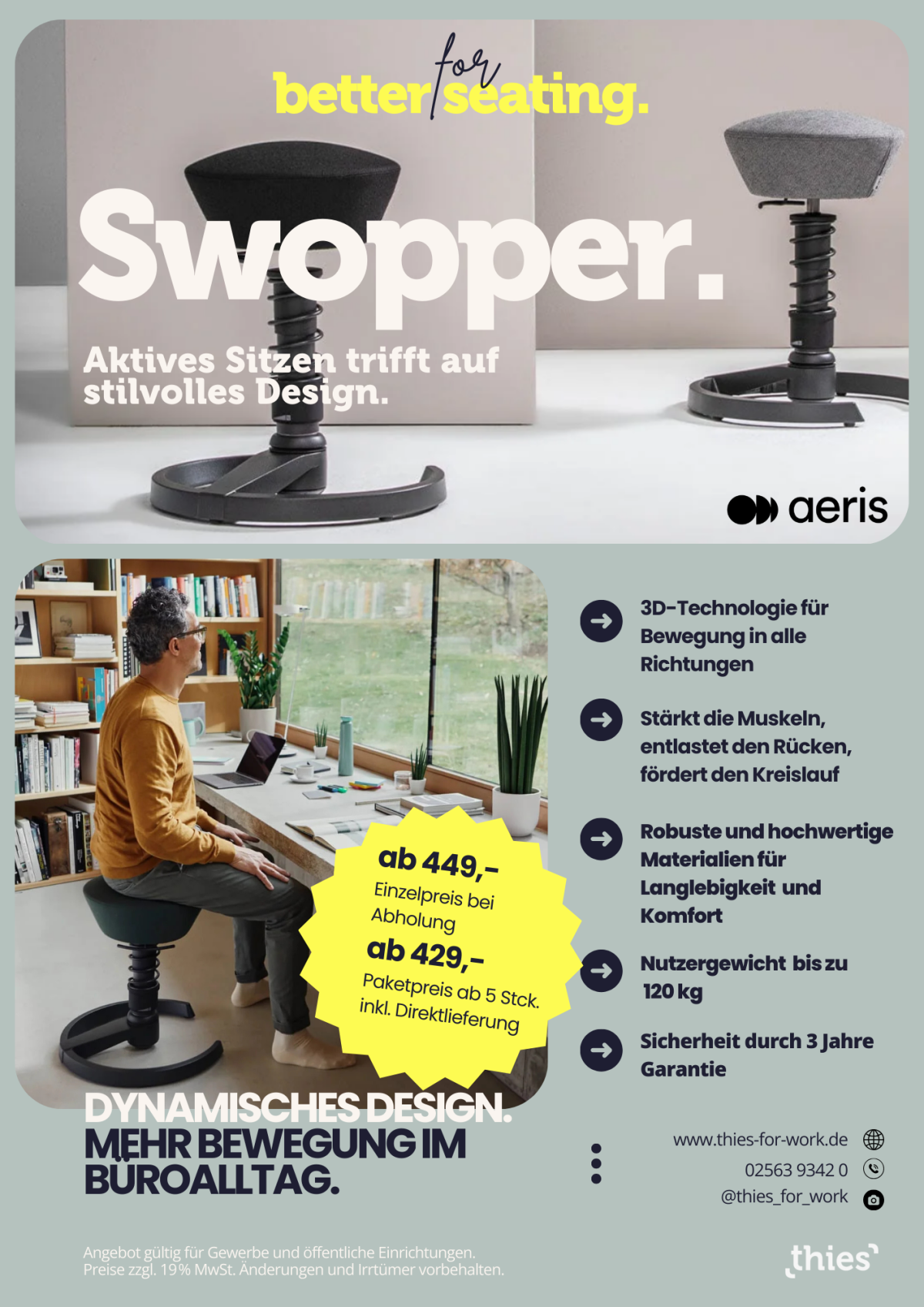 Hocker - aktives Sitzen, dynamisches Design